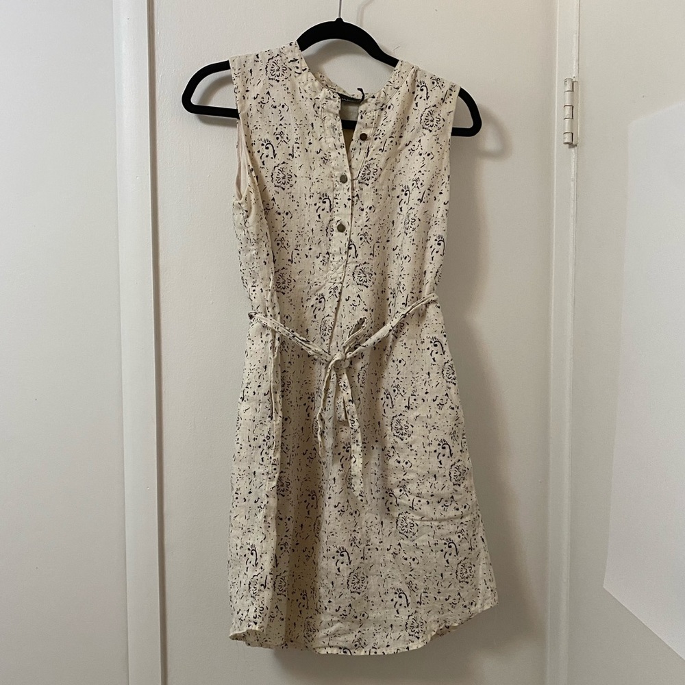 Abstract Floral Shift Dress with Belt